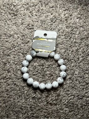 White Howlite Positivity Beaded Bracelet